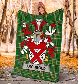 Scottish Archbold Coat of Arms Family Crest Ireland Blanket Irish National Tartan Irish County Blanket