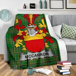 Scottish McCarron Coat of Arms Family Crest Ireland Blanket Irish National Tartan Irish County Blanket