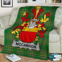 Scottish McCarron Coat of Arms Family Crest Ireland Blanket Irish National Tartan Irish County Blanket