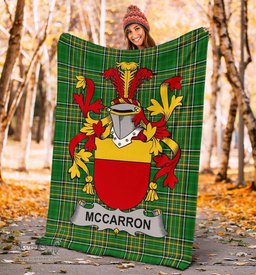 Scottish McCarron Coat of Arms Family Crest Ireland Blanket Irish National Tartan Irish County Blanket