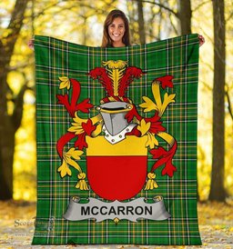 Scottish McCarron Coat of Arms Family Crest Ireland Blanket Irish National Tartan Irish County Blanket