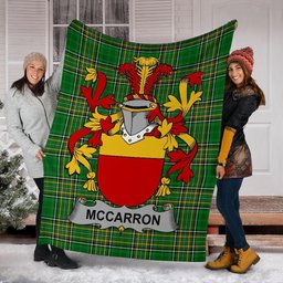 Scottish McCarron Coat of Arms Family Crest Ireland Blanket Irish National Tartan Irish County Blanket