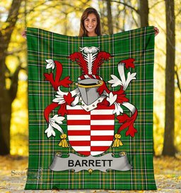 Scottish Barrett Coat of Arms Family Crest Ireland Blanket Irish National Tartan Irish County Blanket
