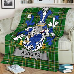 Scottish Aungier Coat of Arms Family Crest Ireland Blanket Irish National Tartan Irish County Blanket
