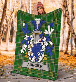 Scottish Aungier Coat of Arms Family Crest Ireland Blanket Irish National Tartan Irish County Blanket