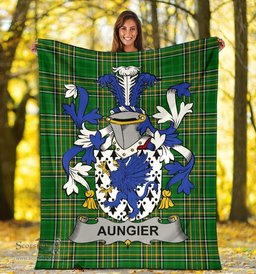 Scottish Aungier Coat of Arms Family Crest Ireland Blanket Irish National Tartan Irish County Blanket