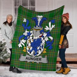 Scottish Aungier Coat of Arms Family Crest Ireland Blanket Irish National Tartan Irish County Blanket
