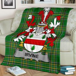 Scottish Irvine Coat of Arms Family Crest Ireland Blanket Irish National Tartan Irish County Blanket