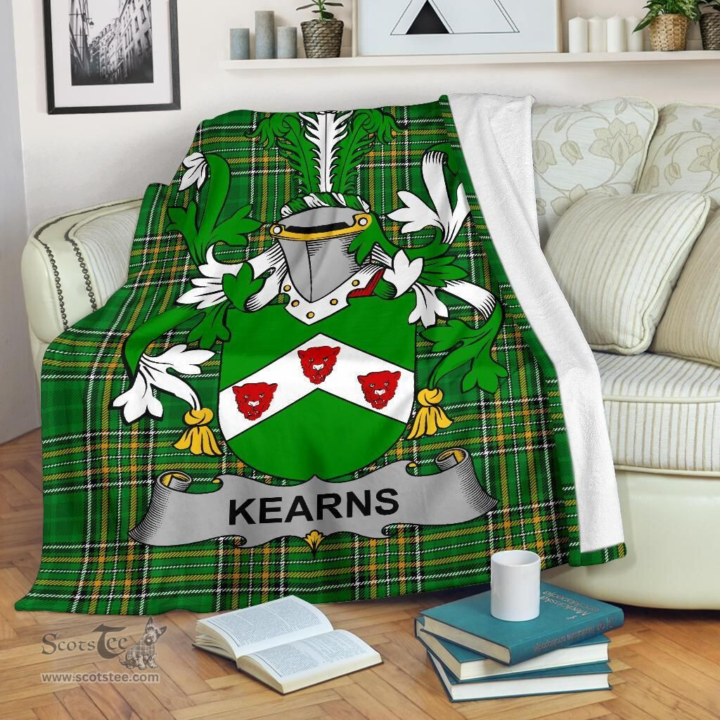 Scottish Kearns or O'Kearon Coat of Arms Family Crest Ireland Blanket Irish National Tartan Irish County Blanket