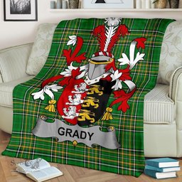 Scottish Grady or O'Grady Coat of Arms Family Crest Ireland Blanket Irish National Tartan Irish County Blanket
