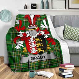 Scottish Grady or O'Grady Coat of Arms Family Crest Ireland Blanket Irish National Tartan Irish County Blanket