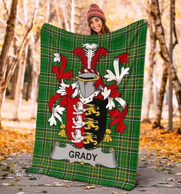 Scottish Grady or O'Grady Coat of Arms Family Crest Ireland Blanket Irish National Tartan Irish County Blanket