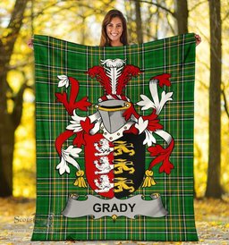 Scottish Grady or O'Grady Coat of Arms Family Crest Ireland Blanket Irish National Tartan Irish County Blanket