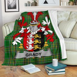 Scottish Grady or O'Grady Coat of Arms Family Crest Ireland Blanket Irish National Tartan Irish County Blanket