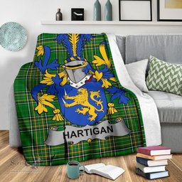 Scottish Hartigan or O'Hartagan Coat of Arms Family Crest Ireland Blanket Irish National Tartan Irish County Blanket