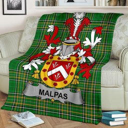 Scottish Malpas Coat of Arms Family Crest Ireland Blanket Irish National Tartan Irish County Blanket