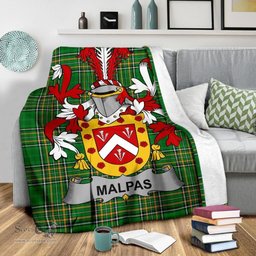 Scottish Malpas Coat of Arms Family Crest Ireland Blanket Irish National Tartan Irish County Blanket