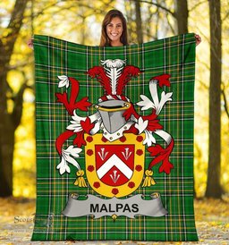 Scottish Malpas Coat of Arms Family Crest Ireland Blanket Irish National Tartan Irish County Blanket