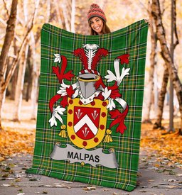 Scottish Malpas Coat of Arms Family Crest Ireland Blanket Irish National Tartan Irish County Blanket