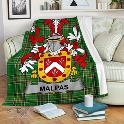 Scottish Malpas Coat of Arms Family Crest Ireland Blanket Irish National Tartan Irish County Blanket