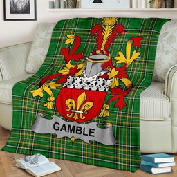 Scottish Gamble Coat of Arms Family Crest Ireland Blanket Irish National Tartan Irish County Blanket