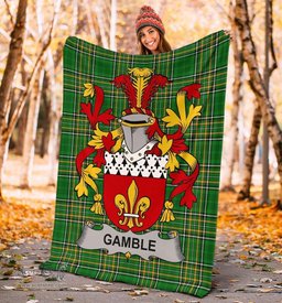 Scottish Gamble Coat of Arms Family Crest Ireland Blanket Irish National Tartan Irish County Blanket