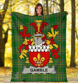 Scottish Gamble Coat of Arms Family Crest Ireland Blanket Irish National Tartan Irish County Blanket