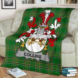 Scottish Collins Coat of Arms Family Crest Ireland Blanket Irish National Tartan Irish County Blanket