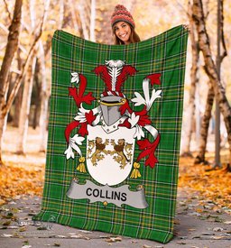 Scottish Collins Coat of Arms Family Crest Ireland Blanket Irish National Tartan Irish County Blanket