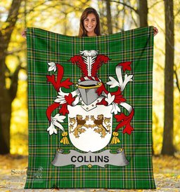 Scottish Collins Coat of Arms Family Crest Ireland Blanket Irish National Tartan Irish County Blanket