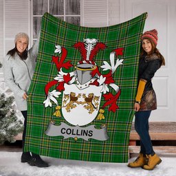 Scottish Collins Coat of Arms Family Crest Ireland Blanket Irish National Tartan Irish County Blanket