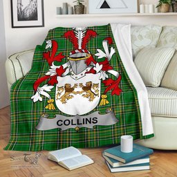 Scottish Collins Coat of Arms Family Crest Ireland Blanket Irish National Tartan Irish County Blanket