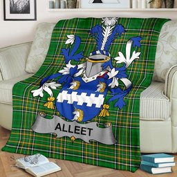 Scottish Alleet Coat of Arms Family Crest Ireland Blanket Irish National Tartan Irish County Blanket