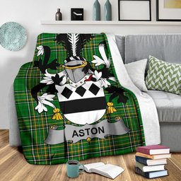 Scottish Aston Coat of Arms Family Crest Ireland Blanket Irish National Tartan Irish County Blanket
