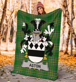 Scottish Aston Coat of Arms Family Crest Ireland Blanket Irish National Tartan Irish County Blanket