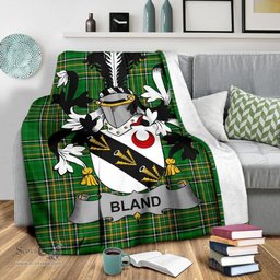 Scottish Bland Coat of Arms Family Crest Ireland Blanket Irish National Tartan Irish County Blanket