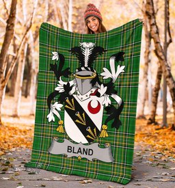 Scottish Bland Coat of Arms Family Crest Ireland Blanket Irish National Tartan Irish County Blanket