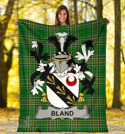 Scottish Bland Coat of Arms Family Crest Ireland Blanket Irish National Tartan Irish County Blanket
