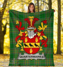 Scottish Quartermaines Coat of Arms Family Crest Ireland Blanket Irish National Tartan Irish County Blanket