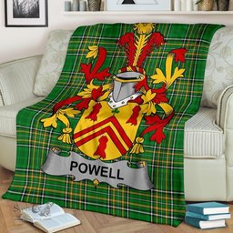Scottish Powell Coat of Arms Family Crest Ireland Blanket Irish National Tartan Irish County Blanket