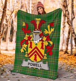 Scottish Powell Coat of Arms Family Crest Ireland Blanket Irish National Tartan Irish County Blanket