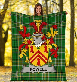 Scottish Powell Coat of Arms Family Crest Ireland Blanket Irish National Tartan Irish County Blanket