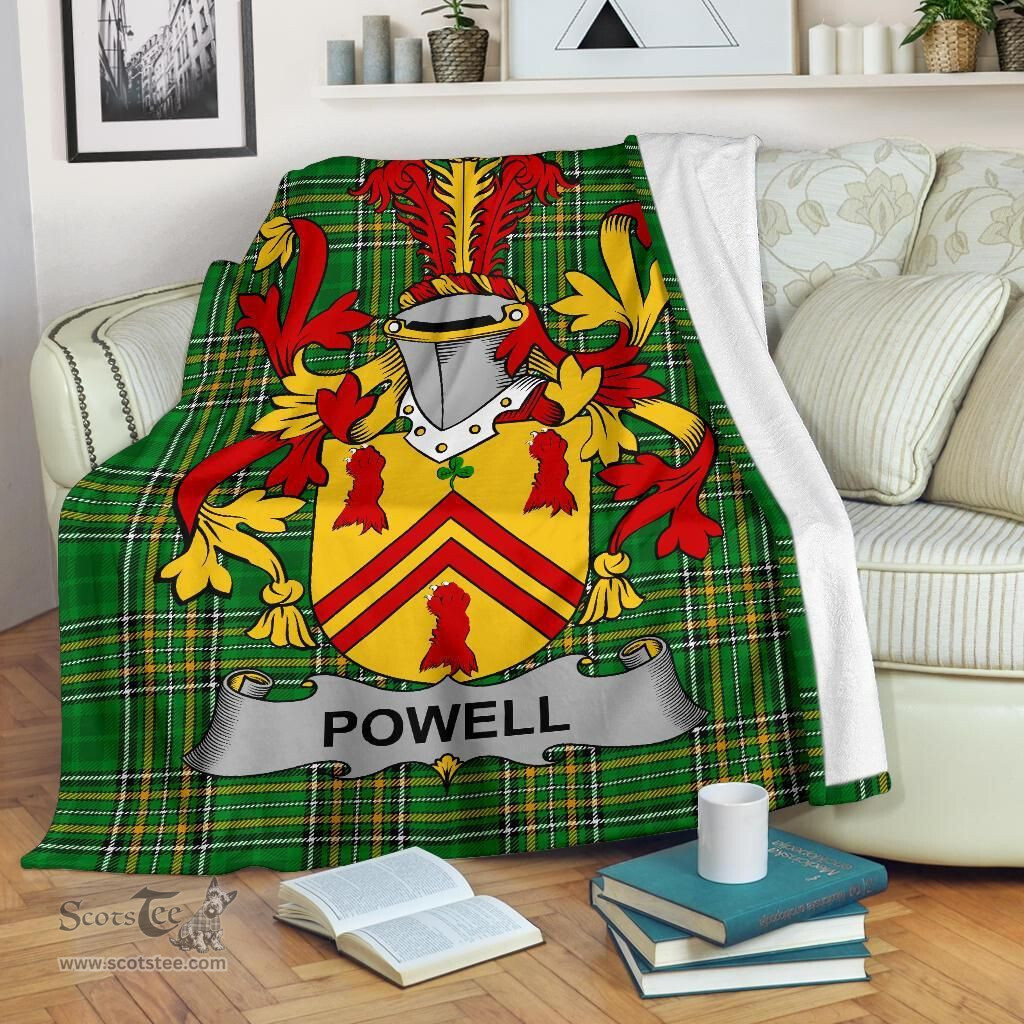 Scottish Powell Coat of Arms Family Crest Ireland Blanket Irish National Tartan Irish County Blanket