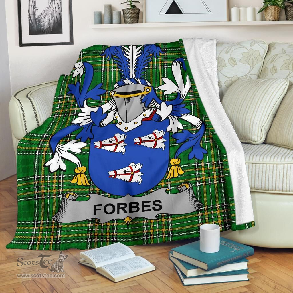 Scottish Forbes Coat of Arms Family Crest Ireland Blanket Irish National Tartan Irish County Blanket