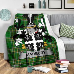 Scottish Marbury or Maybery Coat of Arms Family Crest Ireland Blanket Irish National Tartan Irish County Blanket