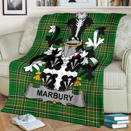 Scottish Marbury or Maybery Coat of Arms Family Crest Ireland Blanket Irish National Tartan Irish County Blanket