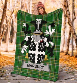 Scottish Marbury or Maybery Coat of Arms Family Crest Ireland Blanket Irish National Tartan Irish County Blanket