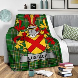 Scottish Eustace Coat of Arms Family Crest Ireland Blanket Irish National Tartan Irish County Blanket