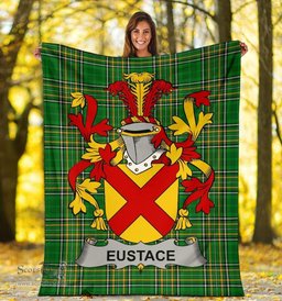 Scottish Eustace Coat of Arms Family Crest Ireland Blanket Irish National Tartan Irish County Blanket