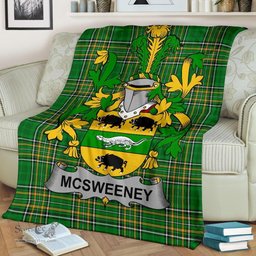 Scottish McSweeney Coat of Arms Family Crest Ireland Blanket Irish National Tartan Irish County Blanket